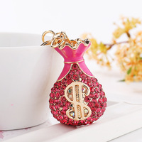 Porte-clés de voiture en strass, sac porte-monnaie coloré porte-bonheur, avec boucle de sac cadeau, pour petite amie, petit ami, femme
