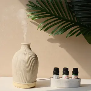 Christmas Gift USB Charge OEM/ODM Polyresin Ultrasonic Aroma Diffuser 80ml Essential Oil Diffuser with Warm Light