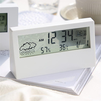 Écran numérique LCD Transparent température humidité Station météo Snooze Table réveil