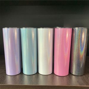 Rainbow Glitter Travel <b>Mug</b> Shimmer Holographic Skinny <b>Double</b> <b>Walled</b> 20Oz Tumbler With Splash-Proof Lid and Straw - Product Image 1