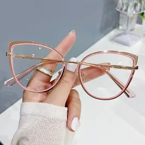 New Anti Blue Glasses Cat Eye Retro Frame Metal Optical Glasses Frame Eyeglasses