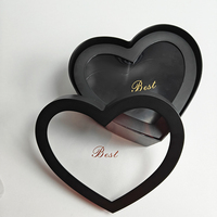Boîte à fleurs en plastique 2 en 1 de haute qualité, boîte cadeau de luxe en forme de cœur avec fenêtre pour l'emballage de fleurs fraîches