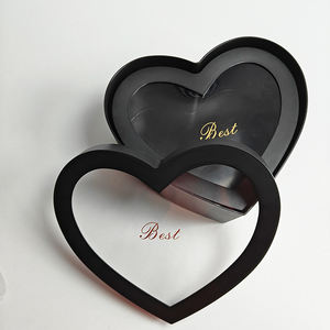 高品質2in1プラスチックフラワーボックス、高級ハート型窓付きギフトボックス、生花包装用 - Product Image 5