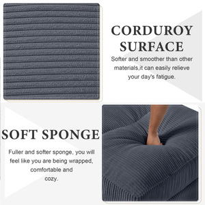 Graues Cord übergroßes modulares Sofa in U-L Form mit L-Erweiterung, geeignet für verschiedene Szenarien - Product Image 3