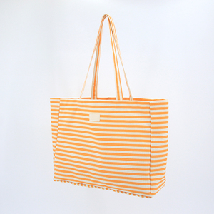 GRS GOTS Sac fourre-tout en toile de coton classique recyclé OEKO-TEX Sac fourre-tout à rayures Slouchy - Product Image 4