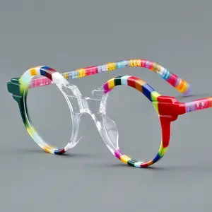 Kacamata optik gaya Jepang baru 2024 untuk pria wanita kacamata laminasi antik kacamata desainer mewah untuk Logo kustom