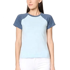 Camiseta de algodón con estampado personalizado para mujer, camiseta de manga corta en blanco de talla grande, camisetas lisas redondas a granel - Product Image 1