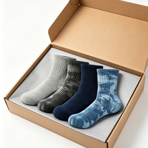 Mens/Womens ODM 4 Pairs Breathable Athletic Cushion <strong>Socks</strong> Tie Dye Multiblue Large <strong>Multipack</strong> - Product Image 5