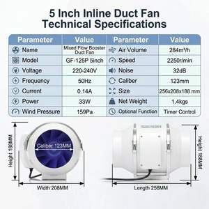 Ventilateur de salle de bain de 5 pouces à montage mural sans réparation de cloisons sèches, haute pression statique, pour l'évacuation de la chaleur du grenier, <span class=keywords><strong>extracteur</strong></span> <span class=keywords><strong>d</strong></span>'<span class=keywords><strong>air</strong></span> en ABS - Product Image 3