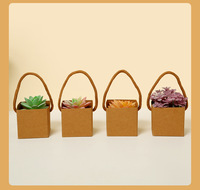 Sacs en papier carrés personnalisés pour plantes succulentes, avec poignée en corde, pour boîte cadeau, vente en gros