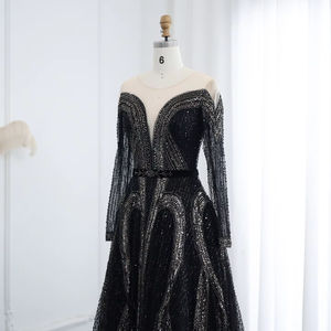 Jancember LSZ040 Robes de soirée de bal à paillettes noires élégantes pour femmes - Product Image 5
