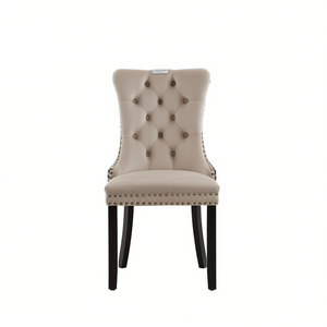 เก้าอี้รับประทานอาหารหุ้มกำมะหยี่ ขาไม้ ตกแต่งแบบทัฟท์ สไตล์ร่วมสมัย สำหรับห้องนั่งเล่น เฟอร์นิเจอร์บ้าน - Product Image 1