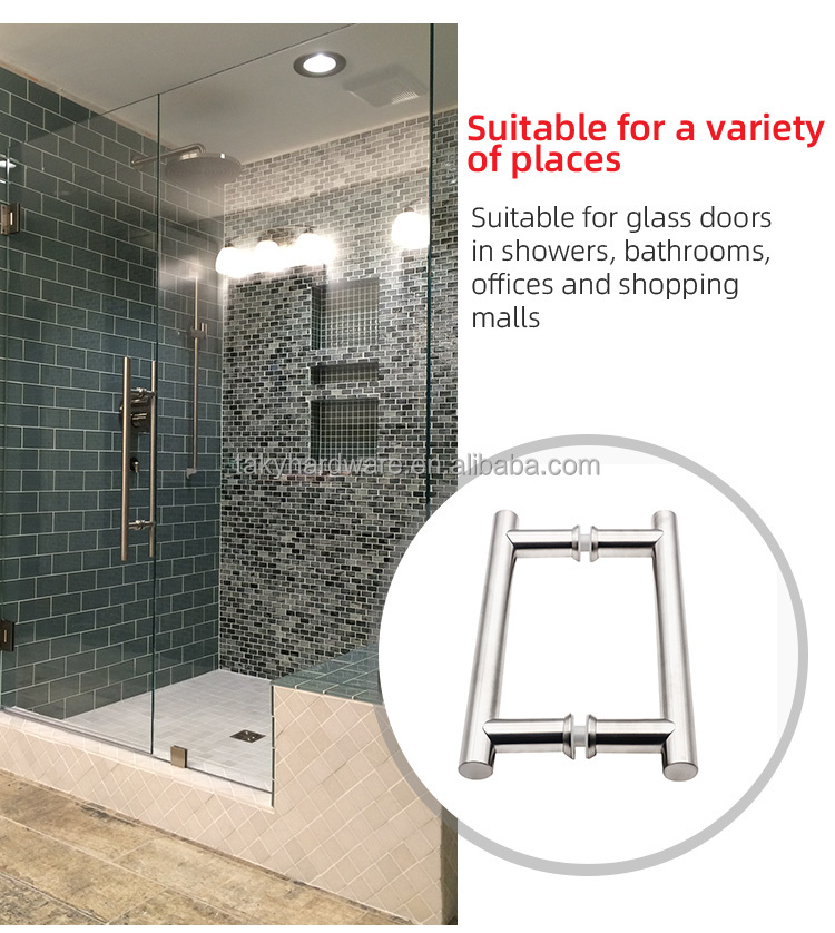 Maniglia Per Porta Doccia In Vetro - 2 Pezzi, In Lega Di Alluminio Spazzolato - Facile Installazione, Design Moderno