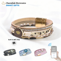 Bracelet NFC en cuir avec chaîne, boucle magnétique en métal, bande RFID, bijoux, bracelet RFID 13,56 MHz, contrôle d'accès