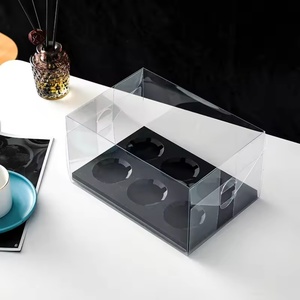 กล่องอะคริลิคใสสีดำราคาประหยัดสำหรับใส่เค้กคริสต์มาส เบเกอรี่ ช็อกโกแลต มาการอง กล่องของขวัญกระดาษพร้อมโลโก้สำหรับบรรจุภัณฑ์ - Product Image 6