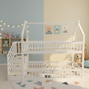 Letto a Castello Moderno per Bambini in Legno di Pino Massiccio con Design a Tronco per Camera da Letto, Soggiorno, Scuola e Appartamento - Product Image 1