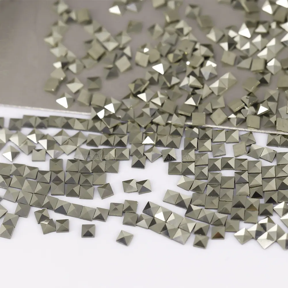1000pcs/pack PP3 PP4 PP5 natural pyrite Square cut flat bottom loose marcasites stones for jewelry making