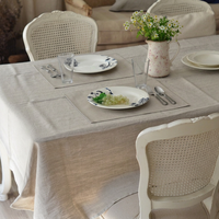 Nappe en lin lavé, élégante, style campagne française, blanche unie, avec effet froissé naturel, pour table à manger, décoration de mariage