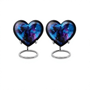 Vente chaude belle urne de crémation de coeur de galaxie cosmique pour les cendres humaines urne de souvenir décorative avec support et sac de velours gratuit - Product Image 1