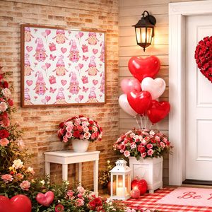 Cute Gnomes Heart <b>Balloons</b> Valentine Gift Wrap 1.0 Square Feet Reversible Recyclable Paper For Wedding Birthday Baby Shower - Product Image 4