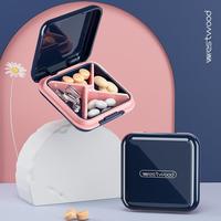 Nouvelle Boîte à Médicaments en Plastique à Quatre Compartiments, Rangement Professionnel, Scellée Anti-Humidité pour 7 Jours, Idéale pour l'Exportation Transfrontalière