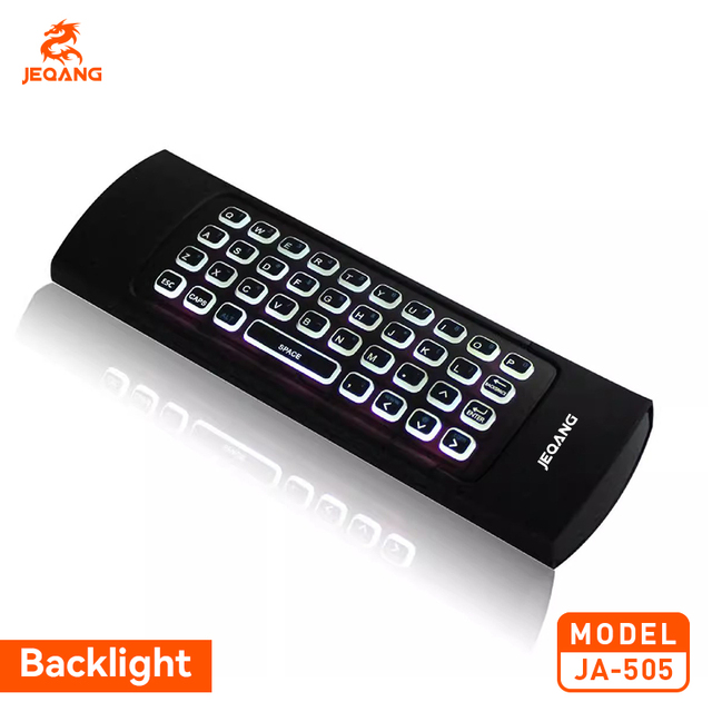 Jeqang JA-505 2.4G Wireless LED Mini Keyboard Smart Mouse Remote Control Waterproof ABS Material AAA Battery 10m Range RF for TV