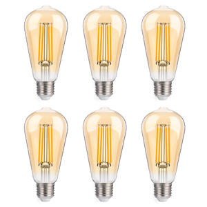 Bóng đèn <span class=keywords><strong>LED</strong></span> dây tóc Edison ST19 Amber E26/E27 900LM AC110V-220 8W kiểu cổ điển, độ sáng cao - Product Image 1