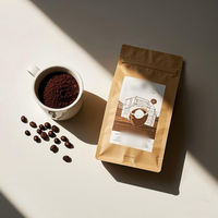 Sachet à café à soufflet latéral imprimé sur mesure, pochette d'emballage en aluminium refermable pour grains de café