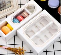Bas MOQ En Gros Boîte En Papier Blanc Avec Fenêtre EN PVC pour Emballage Macaron Bonbon Sucré Macarons Emballage Boîte pour Gâteau