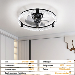 6-speed Nordic Modern Style Acrylic LED DC Motor Fan <b>Light</b> with <b>Remote</b> <b>Control</b> and Dimmable for Kitchen Application - Product Image 6