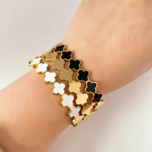 Waterproof and sweat resistant high-quality stainless steel women's four leaf grass gold bracelet