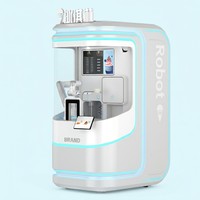 Máquina Expendedora de Café Robótica, Máquina Expendedora Combinada de Helado Suave de Alta Calidad Totalmente Automática con Lector de Tarjetas