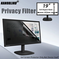 Filtre de confidentialité anti-espionnage amovible pour la protection des données, film PET anti-reflets et anti-lumière bleue pour moniteur de bureau 19 pouces 16:9