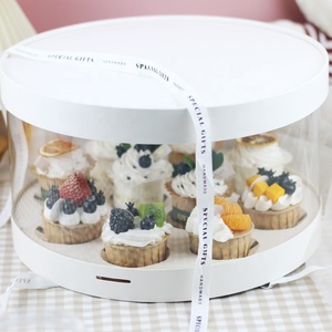 Boîte à cupcakes ronde en plastique blanc personnalisable XJH, matériaux recyclés pour anniversaires, mariages et sushis - Product Image 4