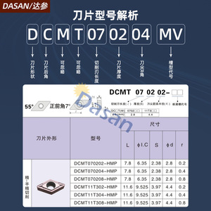 DASAN DCMT070204 Inserto de Carburo para Mandrinado, Rómbico de 55 Grados, Herramienta de Corte Métrica Indexable para Mecanizado CNC - Product Image 5