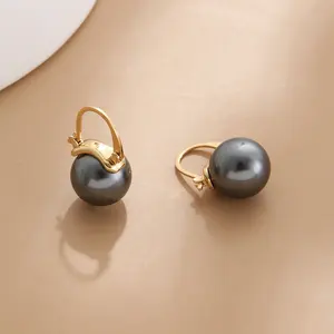 Minimalist Quality Gold Plated 12mm Imitation Pearl Women's Earrings Mother's Day Jewelry Gift