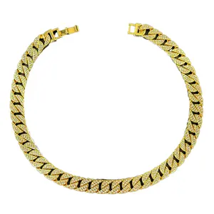 NL2105 bracciale e collana set di gioielli cubani pulseira e colar conjunto de joias em ouro rosa chapeamento cubano