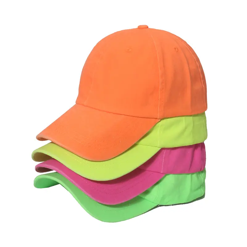 Boné de beisebol unissex fluorescente cor neon moda hip hop snapback boné de beisebol moda Streetwear primavera verão 2024