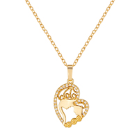Ensemble de collier pendentif en zircon en forme de cœur plaqué or romantique élégant Bijoux polyvalents en cuivre avec perle pour les mariages et les fêtes