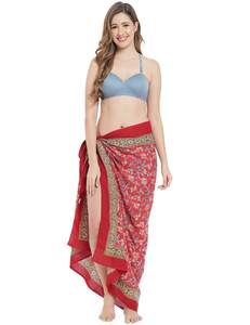 Sarong en coton imprimé à la main de haute qualité pour femmes, léger, idéal comme paréo de bikini, pour la plage et les vacances d'été - Product Image 4