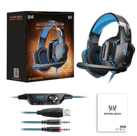 Casque de jeu stéréo KOTION EACH G2000, filaire 3,5 mm, basses profondes, écouteurs de jeu pour ordinateur, avec lumière LED pour PC, ordinateur portable, PS4