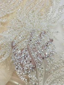 Dentelle Guipure Rouge Nigériane 2024 avec Perles et Paillettes, Tissu Brodé Aso Ebi pour Mariage Africain - Product Image 2