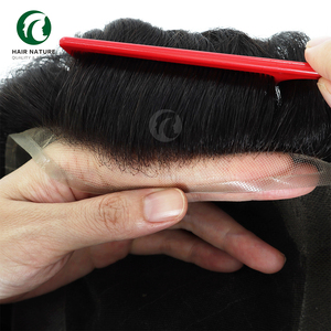 Tupé de encaje francés Octágono <span class=keywords><strong>para</strong></span> hombres pelucas transpirables tupé de cabello humano sistemas de cabello <span class=keywords><strong>Calvo</strong></span> duraderos - Product Image 3