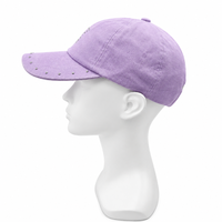 Casquette de baseball personnalisée unisexe, légère, respirante, imperméable, anti-UV, réglable, style vintage, lavée, avec étoiles cloutées, couleur lavande, pour le streetwear