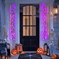 Guirlande lumineuse LED blanche chaude pour Halloween, 6,5 pieds, indice de protection IP44, décorations effrayantes pour mur, cheminée, fête, intensité réglable, DC36V