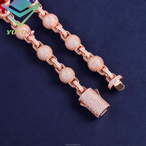 สร้อยคอฮิปฮอปแบบคิวบา ประดับเพชรโมอิสซาไนต์ VVS พร้อมใบรับรอง GRA เงินแท้ 925 ชุบทอง 18K ทรงกลมเจียระไนแบบเหลี่ยมเพชร  สร้อยคอแบบ Iced Out สำหรับแร็ปเปอร์ - Product Image 4