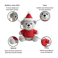 Logo de marque personnalisé Mini ours en peluche gris porte-clés ours en vrac Promotion pas cher peluche ours en peluche porte-clés avec t chemise rouge