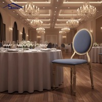 Chaises de banquet VIP en cuir noir et métal doré, empilables, pour événements, avec dossier rond, vente en gros