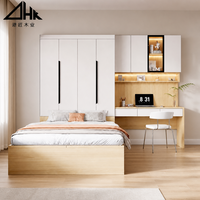 Lit mural modulaire moderne avec bureau et système de rangement, lit mural sur mesure pour toute la maison, gain de place pour petit appartement