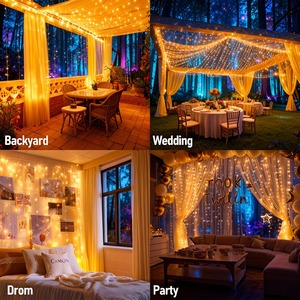 <span class=keywords><strong>Luci</strong></span> a tenda a forma di fata, <span class=keywords><strong>luci</strong></span> a ghirlanda senza grovigli <span class=keywords><strong>per</strong></span> esterni, interni, giardino, finestra, parete, decorazioni <span class=keywords><strong>per</strong></span> feste e festival - Product Image 6
